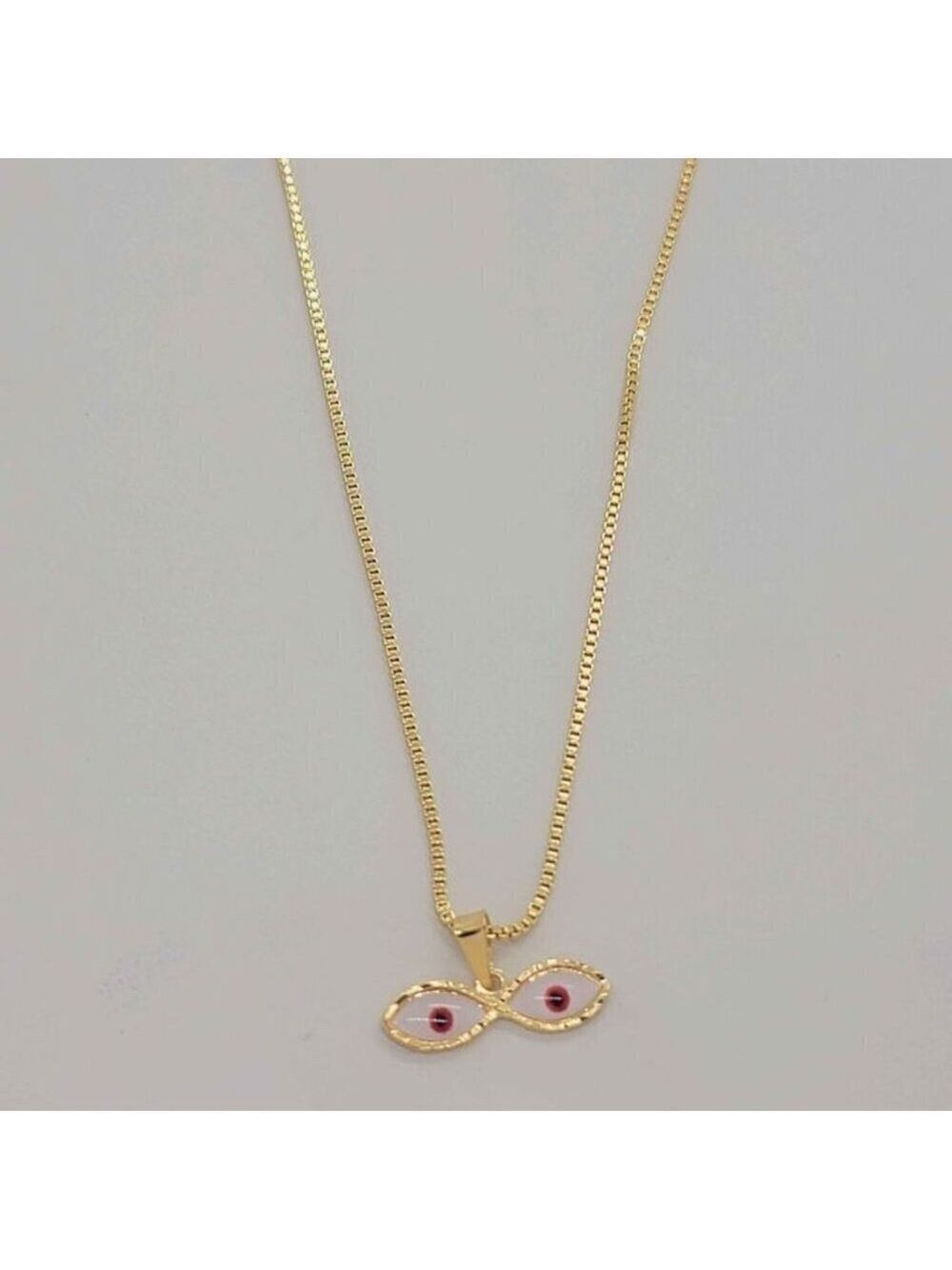 Brand New Brazilian 18k Gold Filled Red Eyes of Saint Lucia Necklace